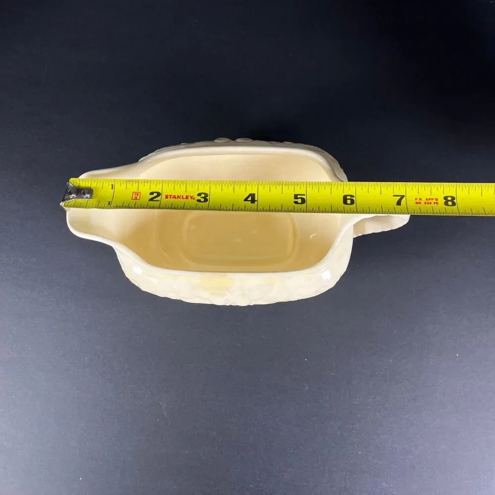 Vintage Homer Laughlin Cream Gravy Boat Floral Embossed Footed H40 N 8